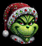 Grinch Face Pearls Christmas DTF transfer 30pcs