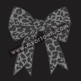 Leopard Print Rhinestone Bow Bling Custom Motif Rhinestone Heat Transfer  30pcs