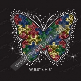 Butterfly Autism puzzle rhinestone Heat Transfer  30pcs