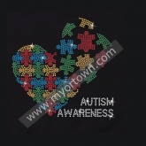 Big Heart autism awareness puzzle pattern rhinestone Heat Transfer  30pcs