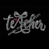 Teacher Lettering Bow Rhinestone designs Rhinestone Transfer  30pcs